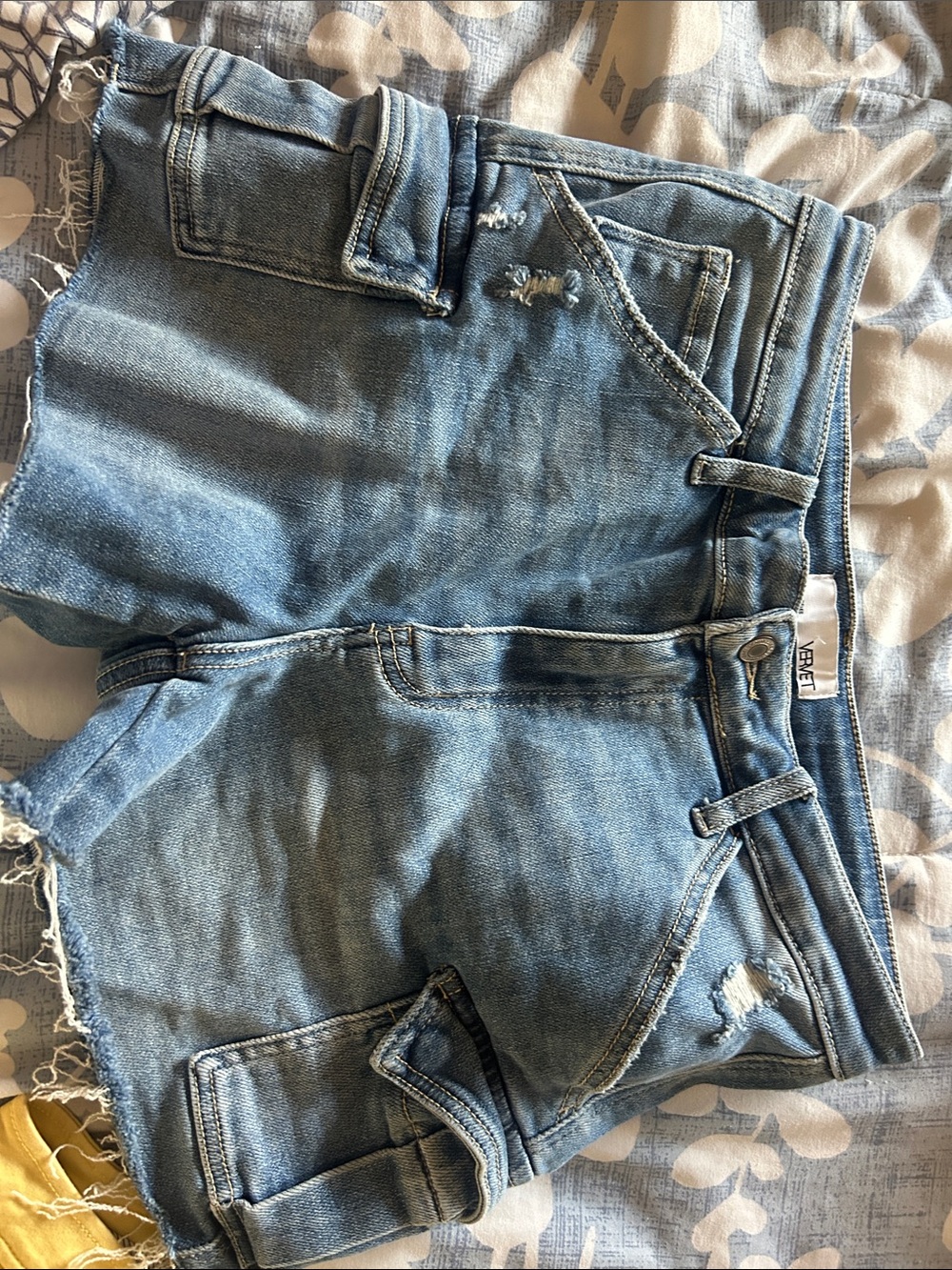 Light Blue Distressed Denim Cutoff Shorts - Women